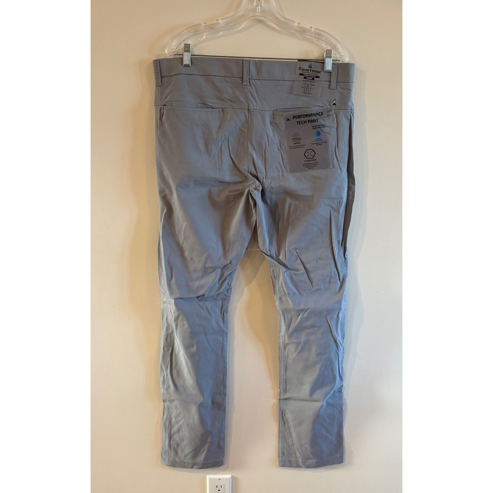 Tailor Vintage Canaan Slim Fit Performance Tech Pants Grey 36x32 Water Resistant - Picture 4 of 11